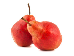 Two red ripe pears