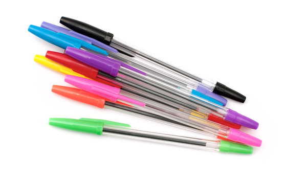 A set of transparent colored pens