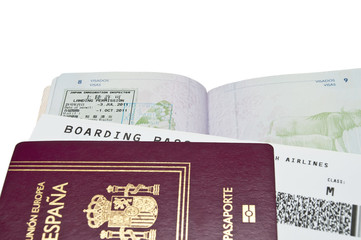 Pasaportes y billetes de avión