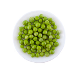 Plate with green peas.