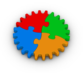gear of colorful jigsaw puzzles