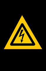 High voltage symbol in black