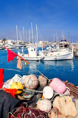 Obraz premium fisherboats with nets longlines buoy tackle