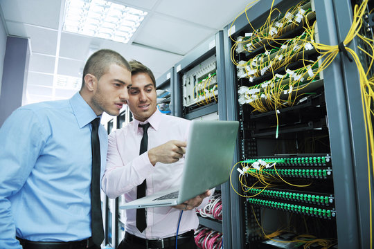 it engineers in network server room
