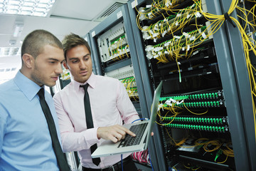 it engineers in network server room