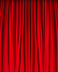 Background with red velvet curtain. Vector illustration.