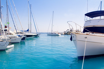 Fototapeta premium Luxury yachts in Formentera marina