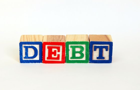 Debt in alphabet blocks