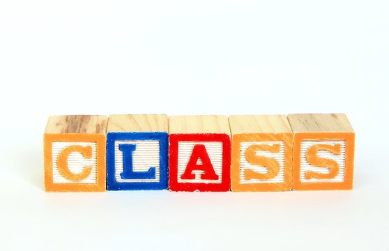 Class in alphabet blocks