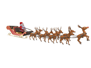 3d rendered illustration of santa with his sleigh