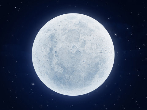 illustration of a very large moon at night