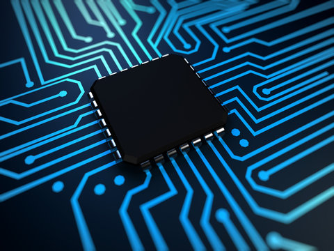 3d rendered illustration of a cpu in blue