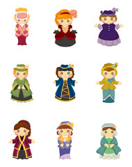 cartoon Medieval beautiful girls.