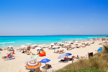 Formentera migjorn Els Arenals beach in summer