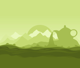 Landscape on a theme green tea