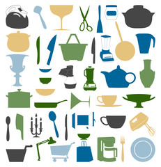 Set of icons of ware. A vector illustration
