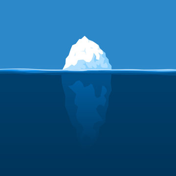 The white iceberg floats at ocean