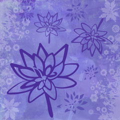 Fond Abstrait avec Fleurs de Lotus et Bordure - Illustration