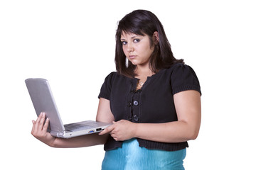 Naklejka premium Beautiful Girl Holding a Laptop