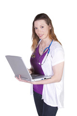 Beautiful Doctor Holding a Laptop