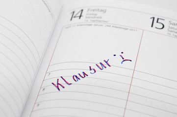 Klausur im Kalender notiert