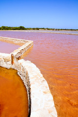 Fototapeta na wymiar Ses Salines Formentera warzelnia wody czerwony