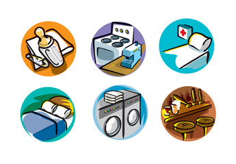 Stylized hospitality icon illustrations - 36332425