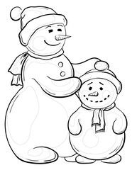 Snowmens mother and son, contours