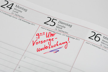 Vorsorgetermin im Kalender notiert