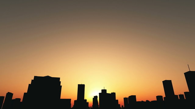 City sunset animation 3D seamless looping