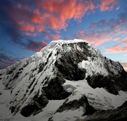 A summit in the Cordillera Blanca - Mountain Chopicalqui , Peru