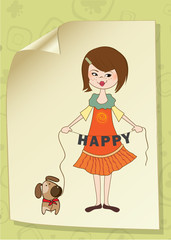 happy  girl with her playful dog