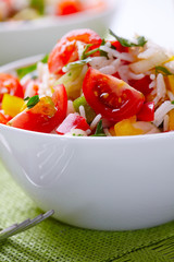Closeup of colorful rice salad