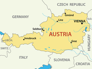 map of Austria - vector illustration - obrazy, fototapety, plakaty