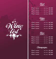 Wine List Menu Card Design template