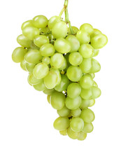 Ripe green grapes isolated on white