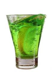 Green cocktail and lemon