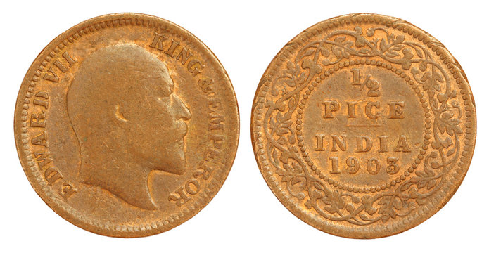 Old Indian Half Pice Coin of 1903