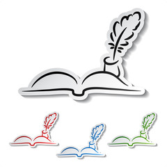 Vector feathers with book - communication icons
