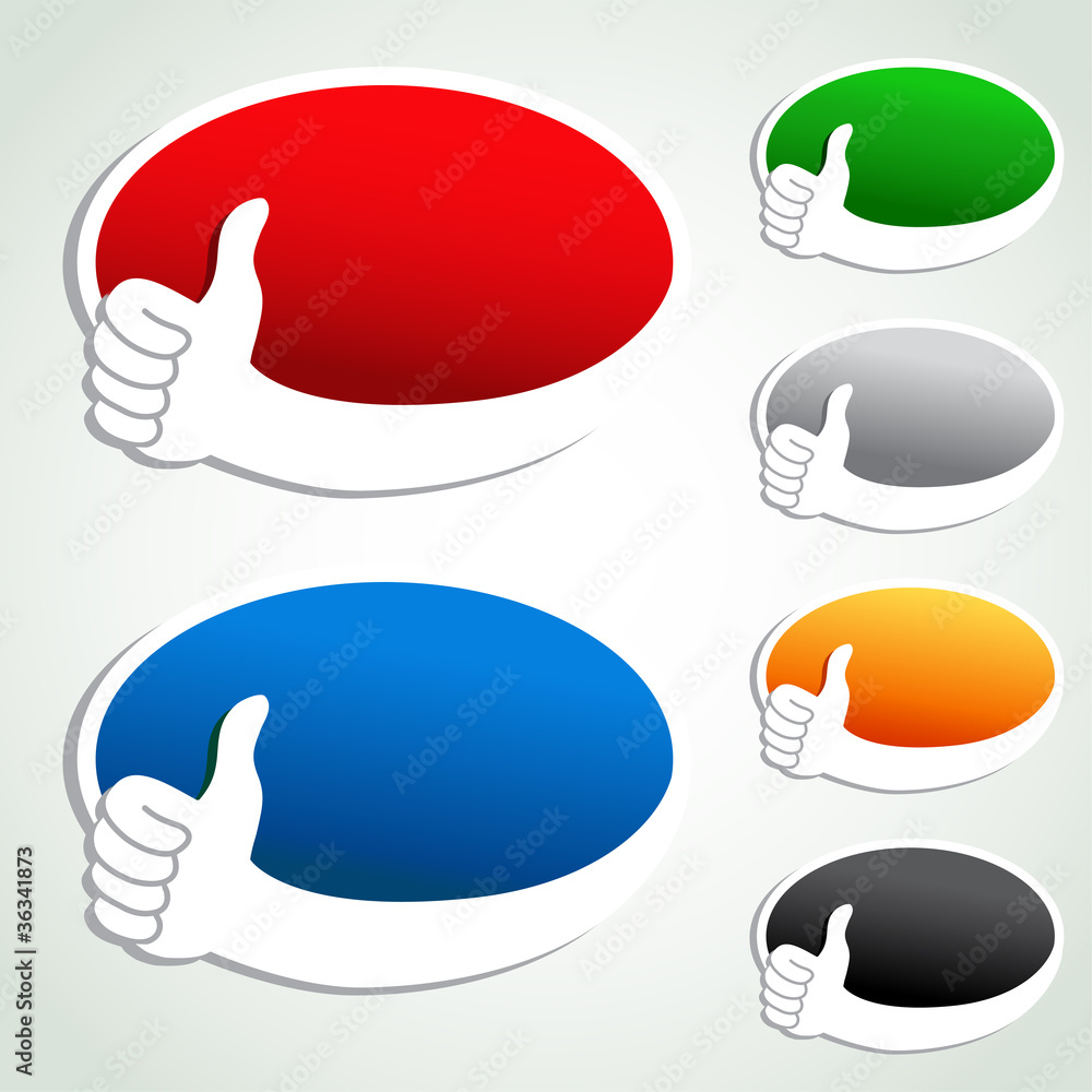 Poster Vector advertisement bubbles with pointer of hand