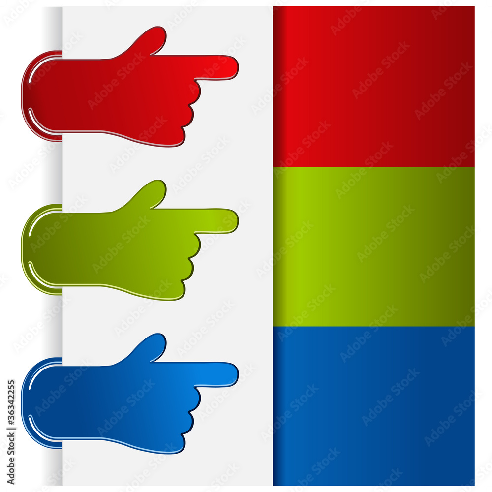 Poster vector attached pointers of hand - navigation template