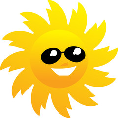 Smiling sun with sunglasses, vector illustration