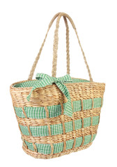 Fototapeta na wymiar Eco friendly wicker shopping bag made of natural material