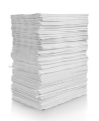 stack of papers isolated over white background