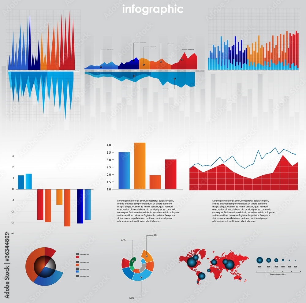 Wall mural infographic vector graphs and elements. vector illustration.