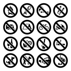 Set Prohibited Signs, nature black symbols