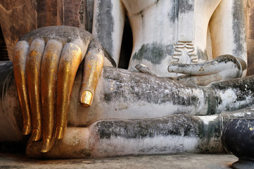 Main du Bouddha, Sukhothai, Thailande.