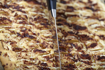 Apfelkuchen auf Backblech - Apple pie on baking sheet