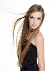 Beautiful teen girl with long  hair