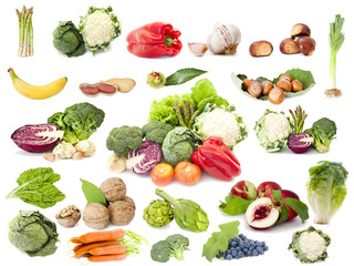 colección de fruta y vegetales aislados